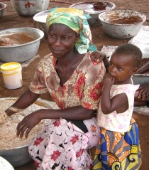 Women gather the fruit from wild shea trees across the northern regions of Ghana. The fruit is edible and the kernels, known as shea nuts, are rich in oils that can be turned into shea butter.