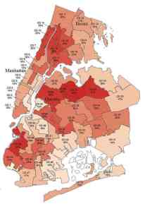 New York City non-citizen eligible voter population by council district, based on census data. Map courtesy of NY Coalition to Expand Voting Rights.